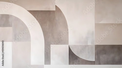 Minimalist Abstract Geometric Wall Art with Neutral Tones and Clean Lines