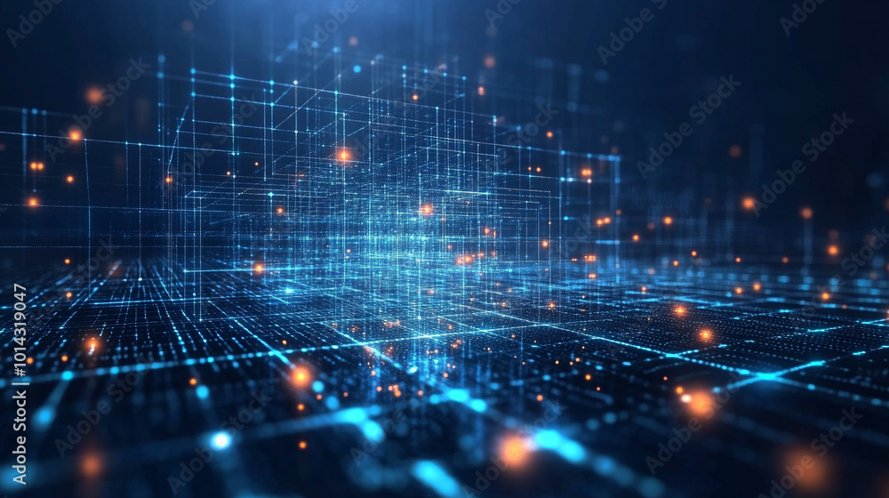 Obraz premium 3D background of colorful neon lights emitting light, Abstract digital background with technology circuit board texture.