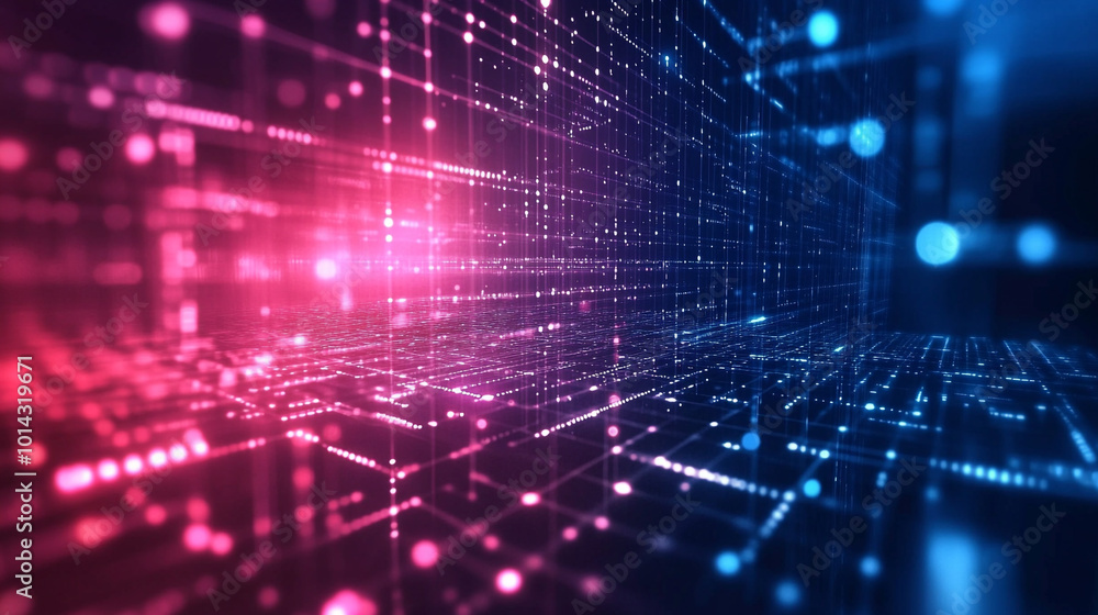 AI or neural network concept as an isometric modern illustration. Cyberspace background, Modern abstract geomatics with angular patterns and glowing details. AI or neural network concept as an isometric modern illustration. Cyberspace background, Modern abstract geomatics with angular patterns and glowing details.
