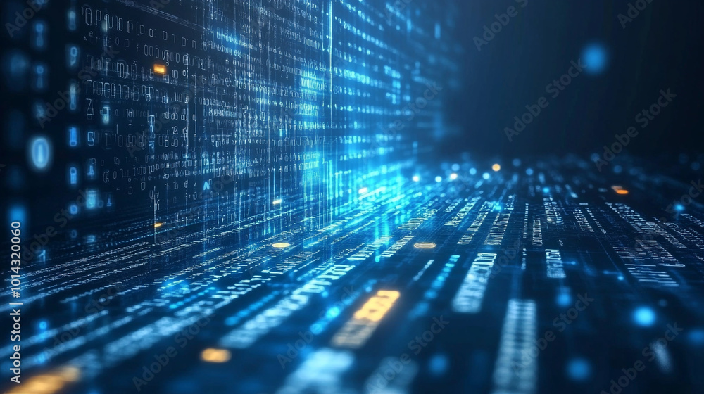 Vibrant digital streams of data illuminate the virtual landscape in deep blue and bright red hues. Abstract background representing software development and coding, technology, programming. Vibrant digital streams of data illuminate the virtual landscape in deep blue and bright red hues. Abstract background representing software development and coding, technology, programming.