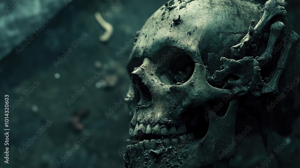 A Skull in the Darkness: A Haunting Reminder of Mortality A Skull in the Darkness: A Haunting Reminder of Mortality