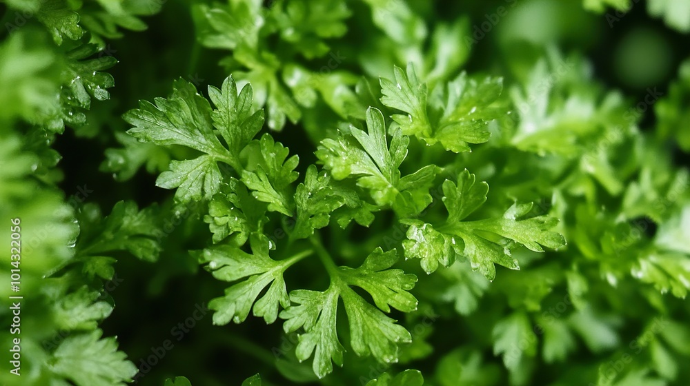 Vibrant Green Parsley Leaves: A Close-Up Macro Photography Vibrant Green Parsley Leaves: A Close-Up Macro Photography