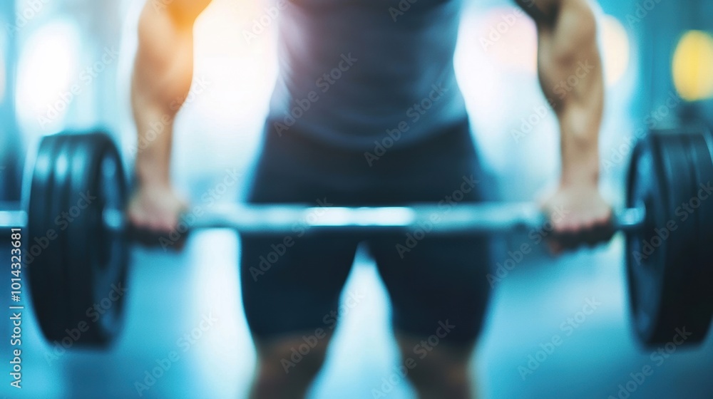A muscular man focuses intently as he performs a deadlift with heavy weights in a gym environment A muscular man focuses intently as he performs a deadlift with heavy weights in a gym environment