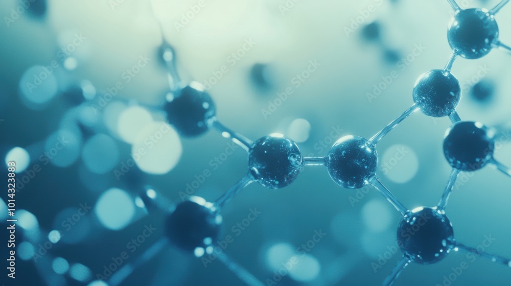 The molecular structure model displays interconnected atoms in various blue shades, emphasizing their arrangement and scientific significance The molecular structure model displays interconnected atoms in various blue shades, emphasizing their arrangement and scientific significance