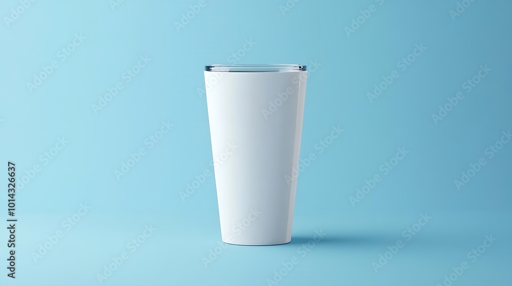 White Tumbler Mockup on Blue Background White Tumbler Mockup on Blue Background