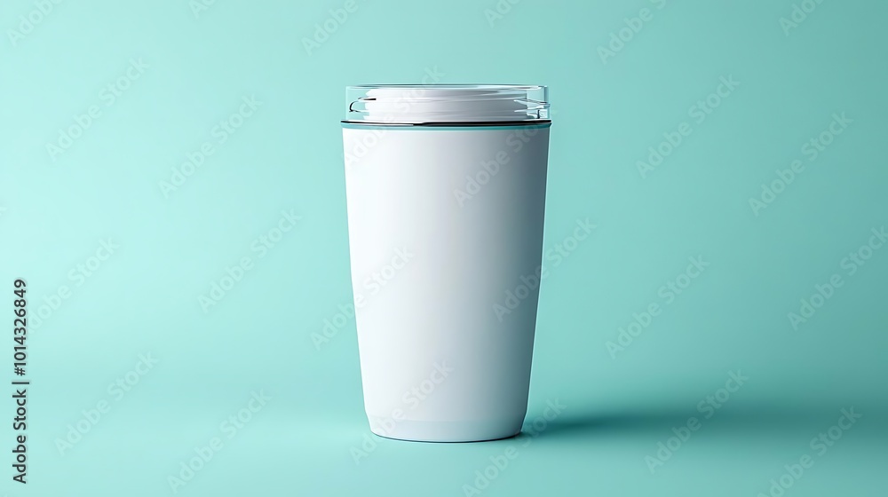 White Tumbler Mockup on Turquoise Background White Tumbler Mockup on Turquoise Background