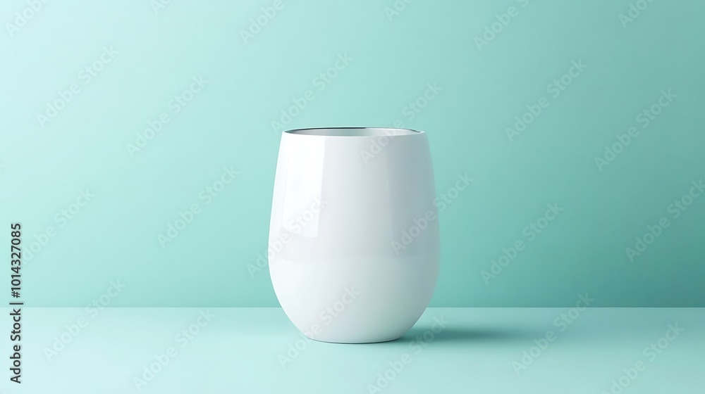 White Ceramic Mug on Turquoise Background White Ceramic Mug on Turquoise Background
