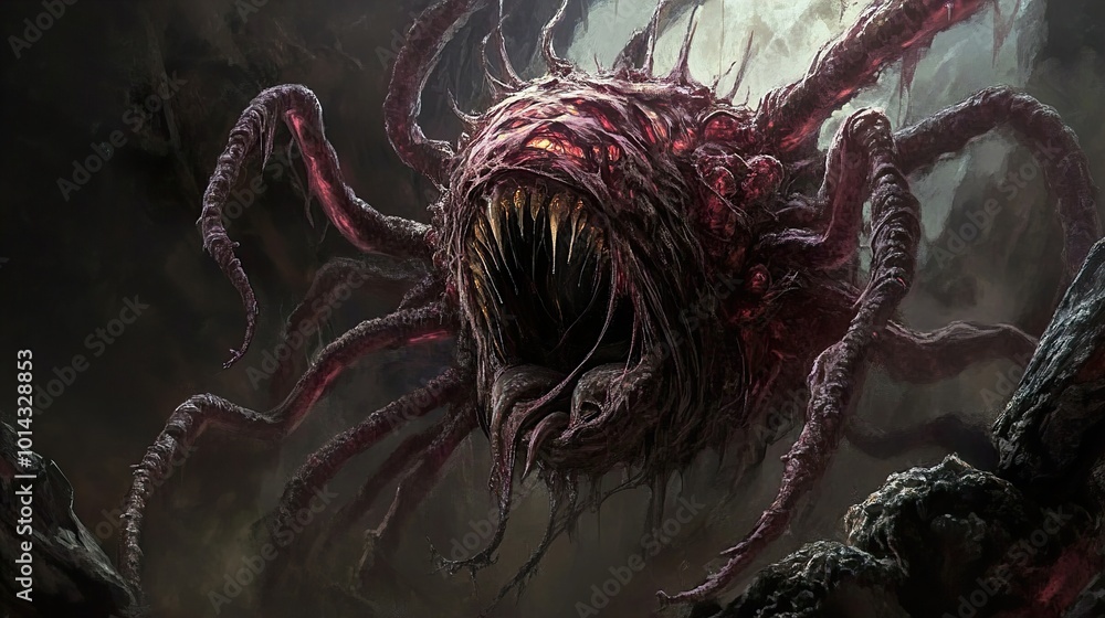 Fototapeta premium A Nightmarish Creature: A Dark Fantasy Illustration