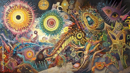 Wallpaper Mural Cosmic Abstract Painting: A Journey Through the Universe Torontodigital.ca