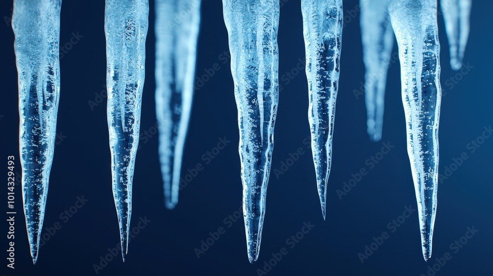 Icicles Hanging From Winter Roof Eaves Closeup Photography Icicles Hanging From Winter Roof Eaves Closeup Photography
