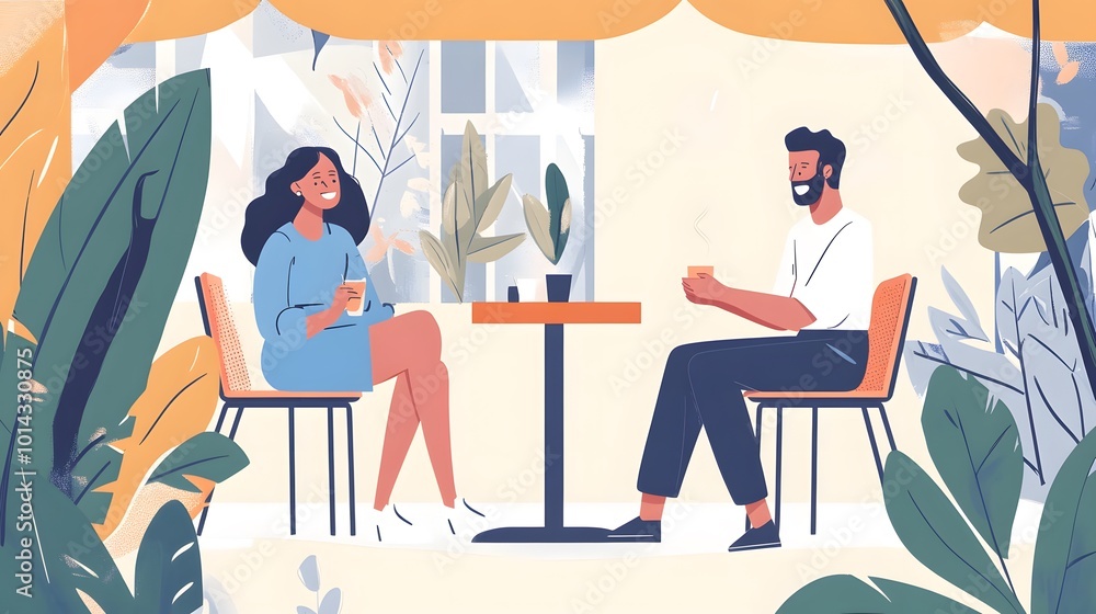 A Couple Enjoying Coffee Together Outdoors A Couple Enjoying Coffee Together Outdoors