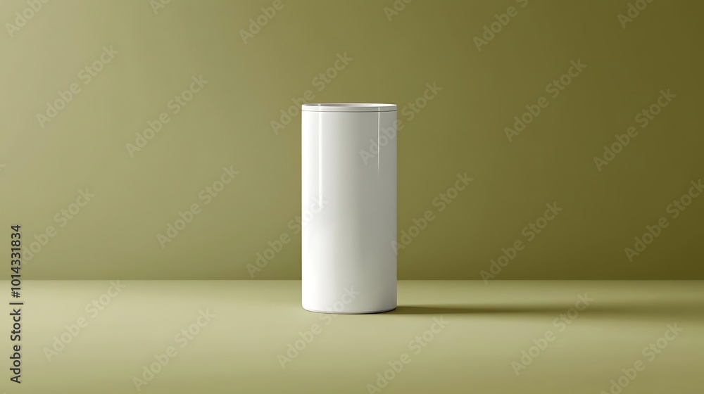 White Cylinder Mockup on Green Background White Cylinder Mockup on Green Background