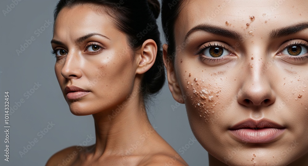 Detailed portrait of a woman facing skin problems Detailed portrait of a woman facing skin problems