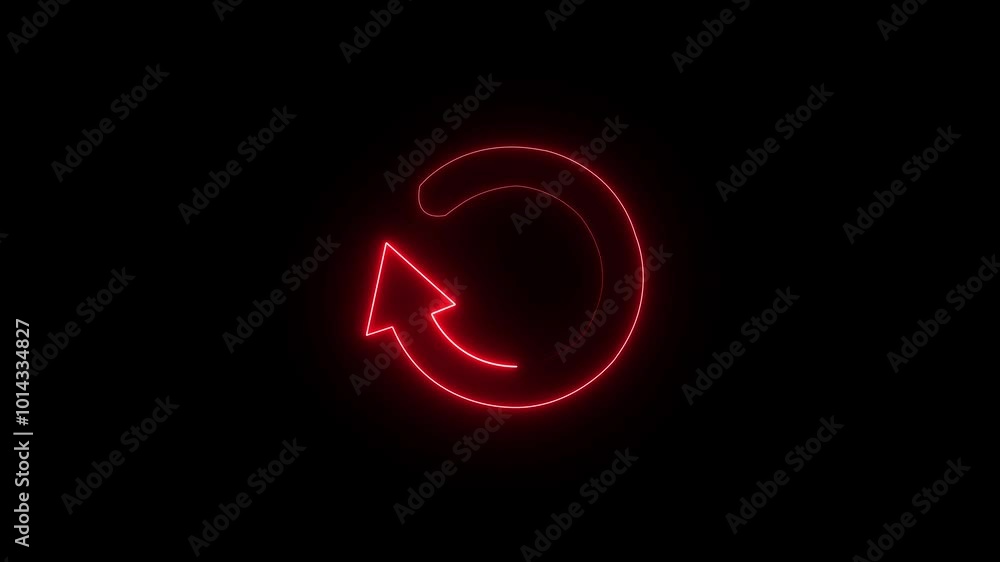neon reload arrow animation icon rotate refresh animated on black background. neon reload arrow animation icon rotate refresh animated on black background.