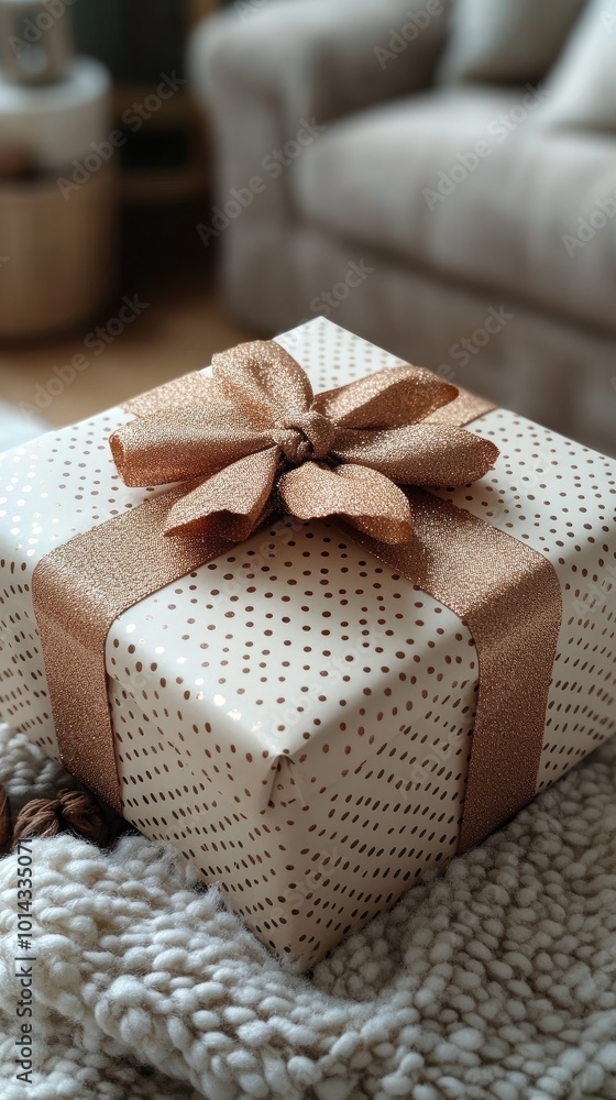 Elegant gift box wrapped with flowers and ribbon on marble table Elegant gift box wrapped with flowers and ribbon on marble table
