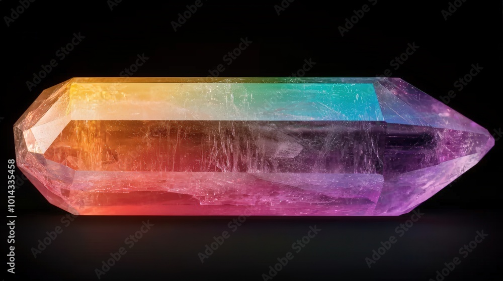 Rainbow Crystal Gemstone Isolated On Black Background Rainbow Crystal Gemstone Isolated On Black Background