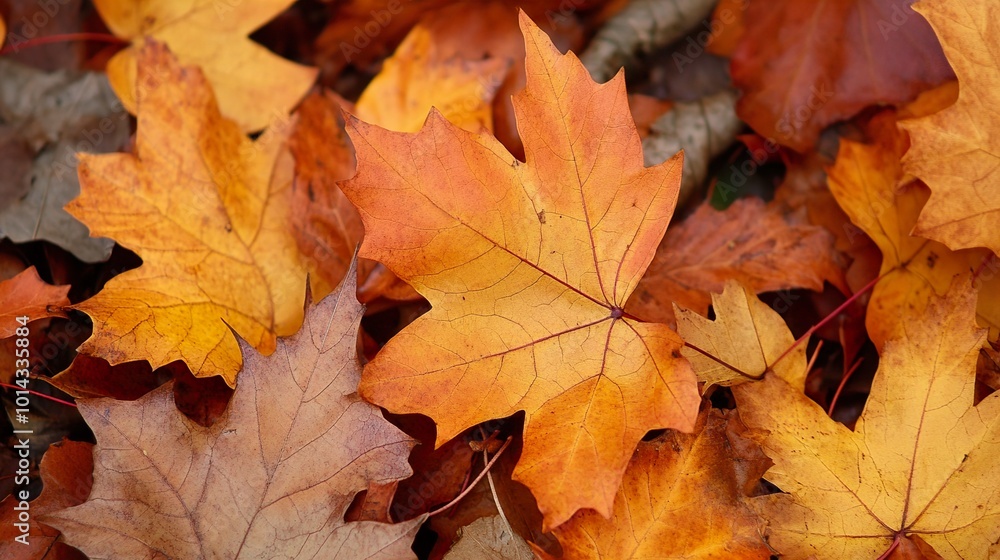 Autumn Leaves: Golden Hues and Intricate Details Autumn Leaves: Golden Hues and Intricate Details