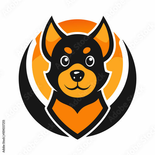 Abstract Cute Dog Pet Shop Logo in Black and Orange Colors. dog logo.