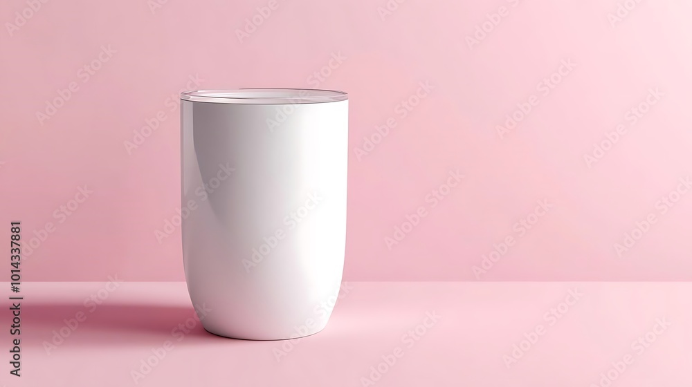 White Tumbler Mockup on Pink Background White Tumbler Mockup on Pink Background