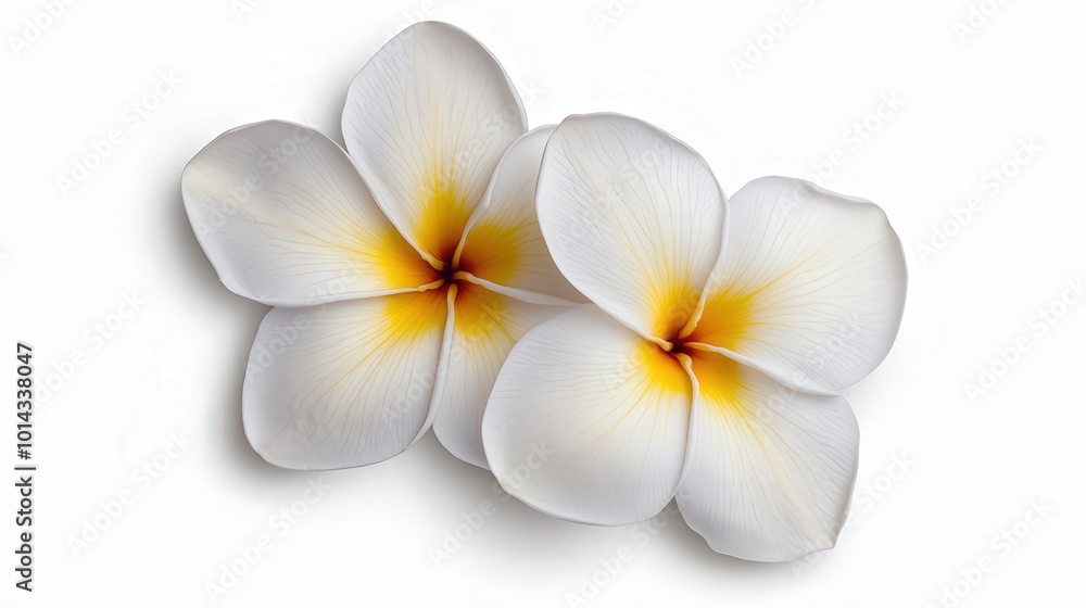 White Plumeria Flowers Isolated on White Background Tropical Floral Design Element White Plumeria Flowers Isolated on White Background Tropical Floral Design Element