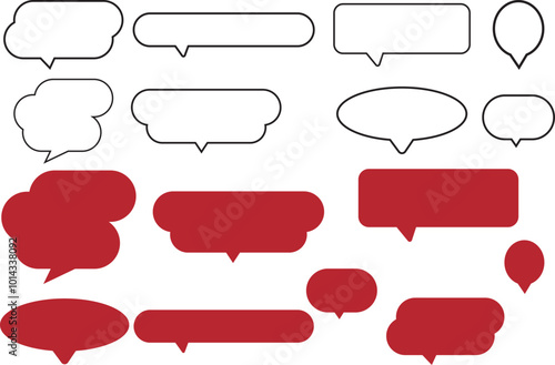 Vector set of bubble chat line art decoration frames in hand drawn style