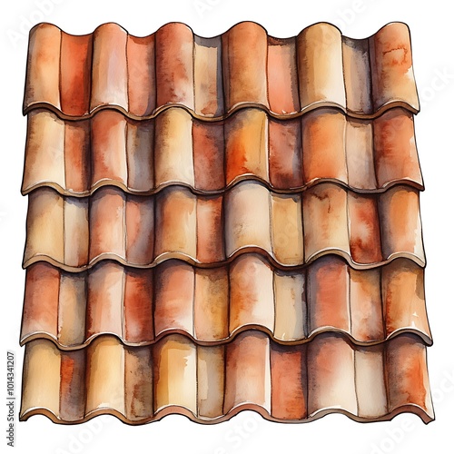 Wallpaper Mural Watercolor illustration of a terracotta roof. Torontodigital.ca