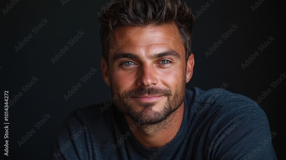 Modern Queer Man Smiling in Cinematic Studio Lighting - High-Quality Product Photography Modern Queer Man Smiling in Cinematic Studio Lighting - High-Quality Product Photography
