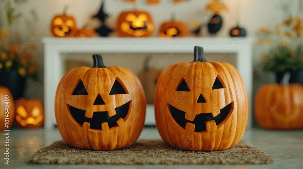 Smiling Jack O Lantern Pumpkins for Halloween Decoration Smiling Jack O Lantern Pumpkins for Halloween Decoration