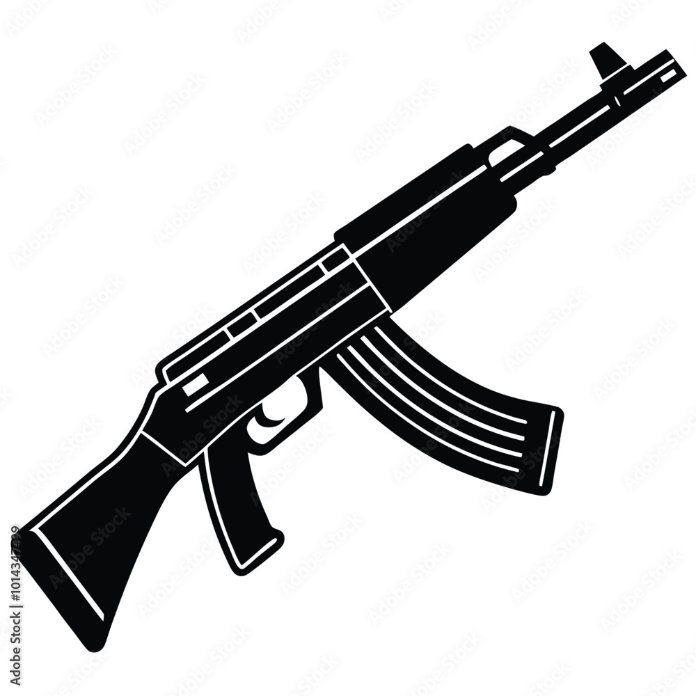 Ak 47 army soldier shotgun icon logo black and white vector silhouette illustration clipart design Ak 47 army soldier shotgun icon logo black and white vector silhouette illustration clipart design