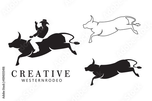 Cowboy rodeo silhouette logo vector illustration