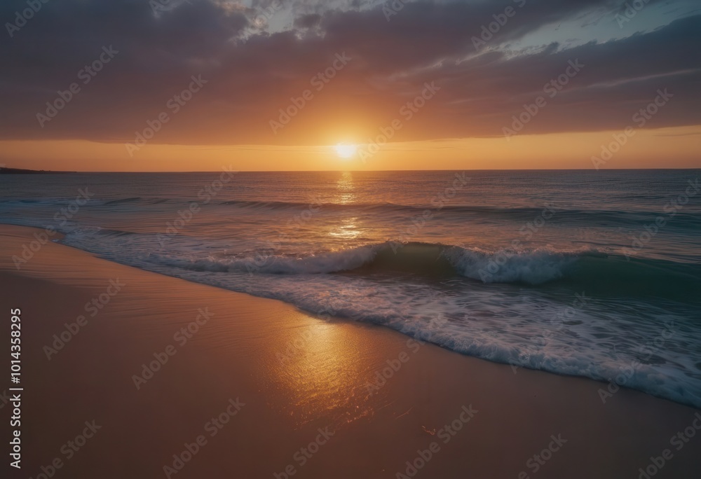 A breathtaking panoramic view of a vibrant sunset over a tranquil body of water A breathtaking panoramic view of a vibrant sunset over a tranquil body of water