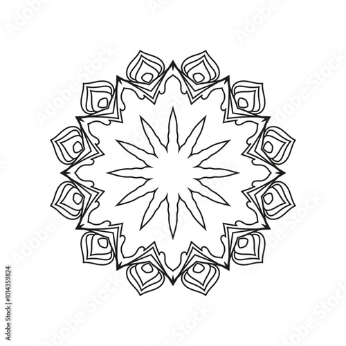 Round mandala for coloring on white background