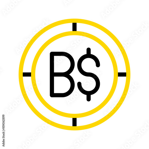 Bahamian dollar currency icon. financial coin symbol with modern color outline style. editable stroke illustration.