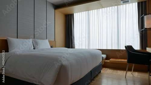 Decoration of pillow on bed in bedroom interior 
