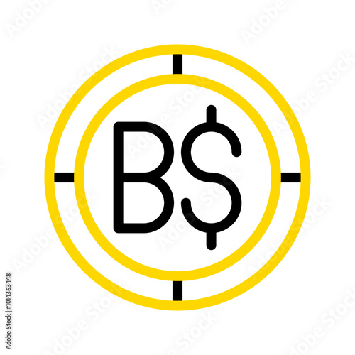 Brunei dollar currency icon. financial coin symbol with modern color outline style. editable stroke illustration. photo