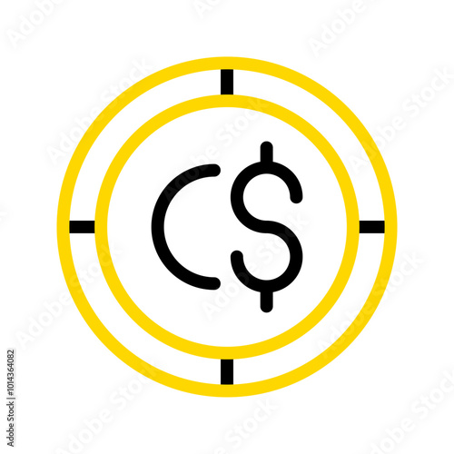 Canadian dollar currency icon. financial coin symbol with modern color outline style. editable stroke illustration.