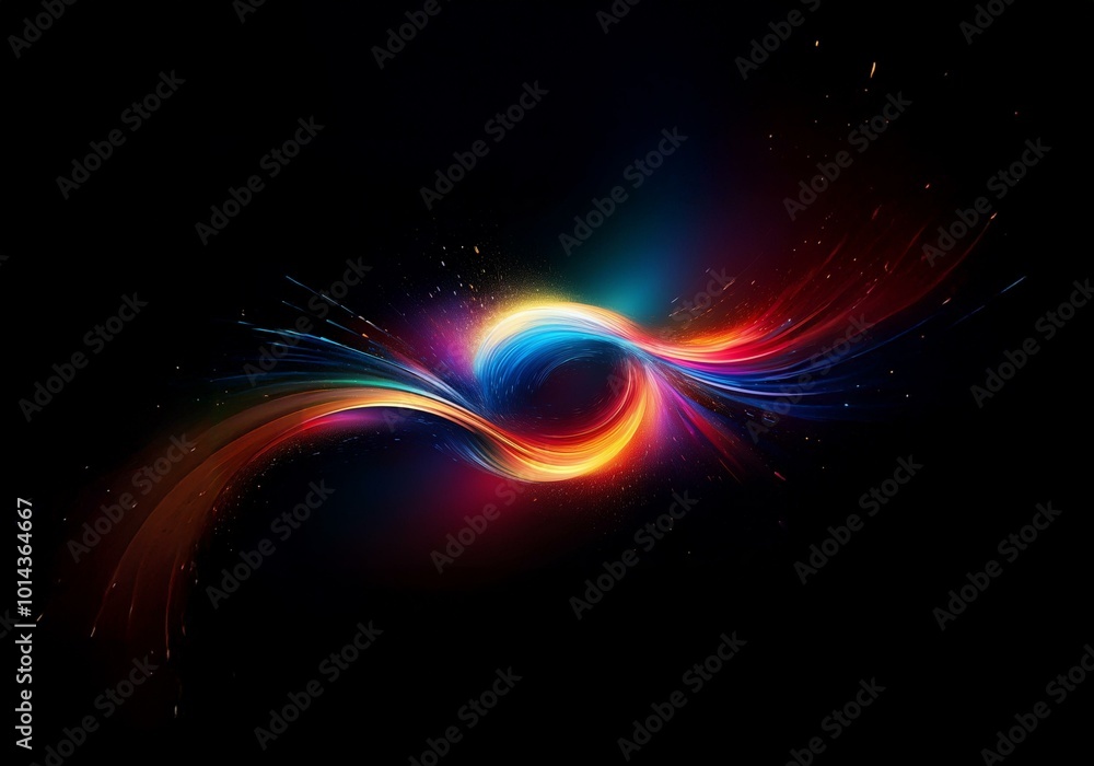 Fototapeta premium A swirling abstract pattern of light against a black background.