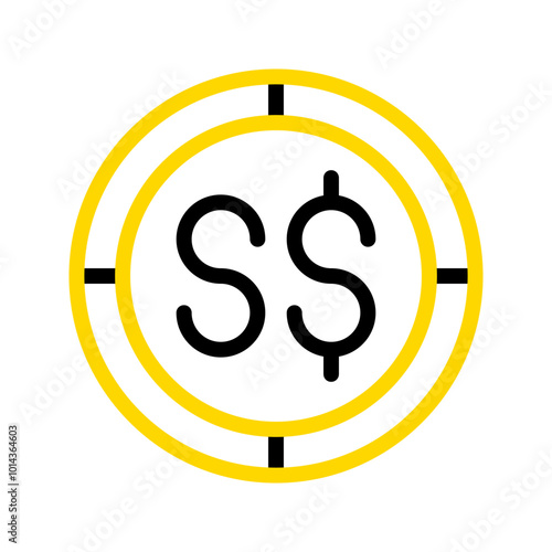 Singapore dollar currency icon. financial coin symbol with modern color outline style. editable stroke illustration.