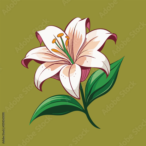 Vibrant Orange Lily with fiery orange petals fanning out, this lily radiates energy and warmth, vector art illustration