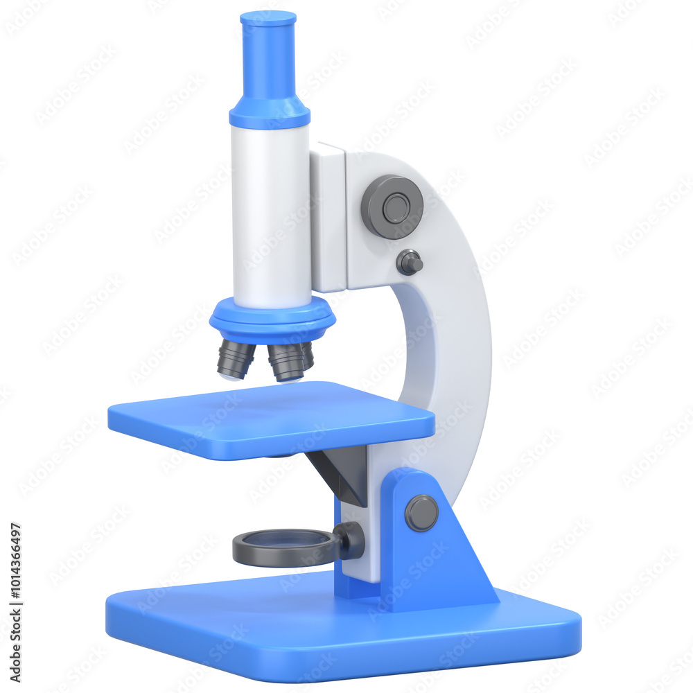 Blue Microscope 3D Icon Illustration. Low Poly Style Blue Microscope 3D Icon Illustration. Low Poly Style