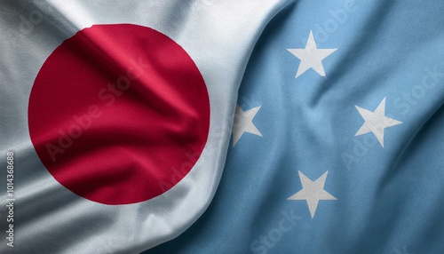 日本の国旗とミクロネシアの国旗(Japan flag & Micronesia flag.) 