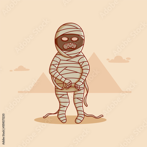 cute egyptian mummy illustration. halloween mummy monster