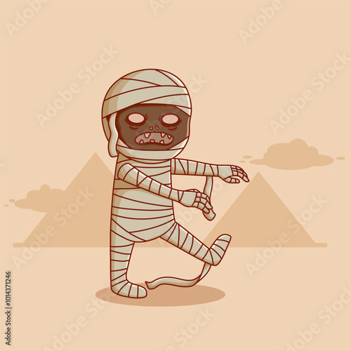 cute egyptian mummy illustration. halloween mummy monster