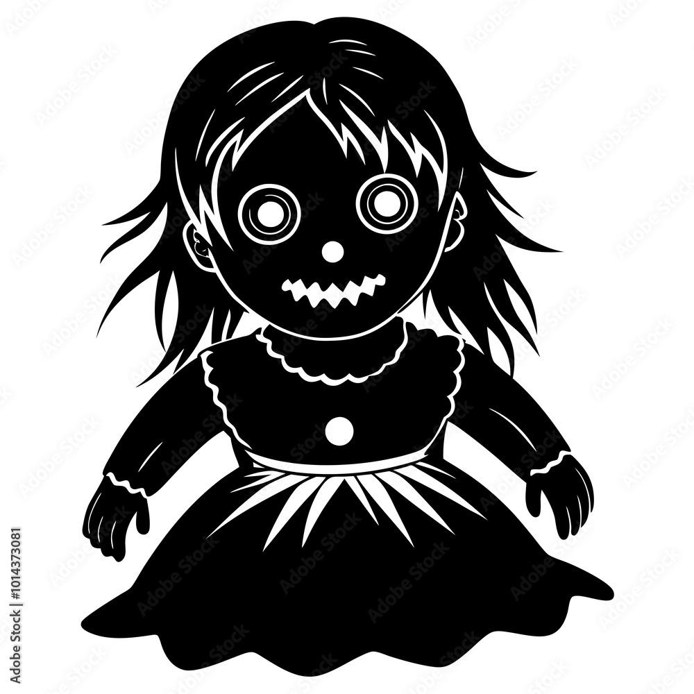 Fototapeta premium Creepy doll with glowing eyes