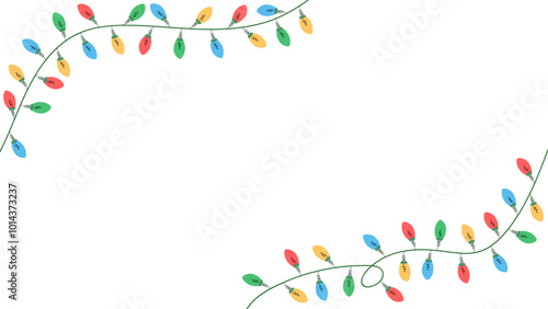 Colorful illumination lights background, cute hand drawn illustration / カラフルなイルミネーションのライトの背景、かわいい手描きのイラスト