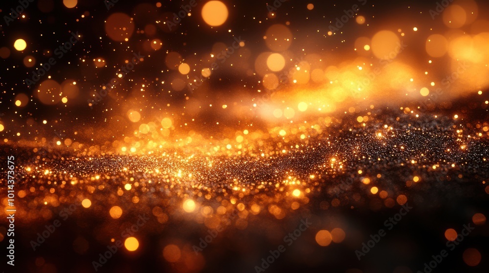 Abstract Background of Sparkling Golden Glitter and Bokeh Lights Abstract Background of Sparkling Golden Glitter and Bokeh Lights