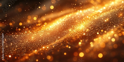 Abstract Background of Sparkling Golden Dust and Shimmering Lights