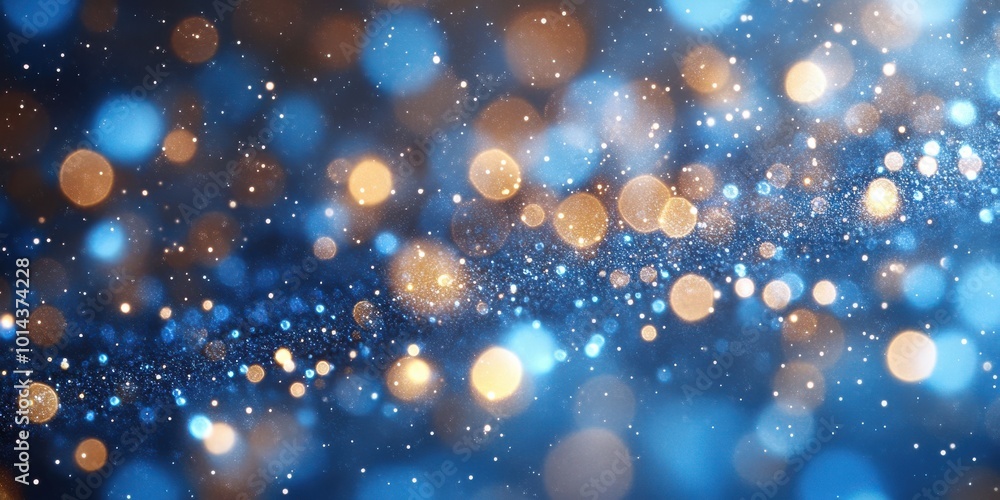 Abstract Blue and Gold Bokeh Background with Sparkling Dust and Defocused Lights Abstract Blue and Gold Bokeh Background with Sparkling Dust and Defocused Lights