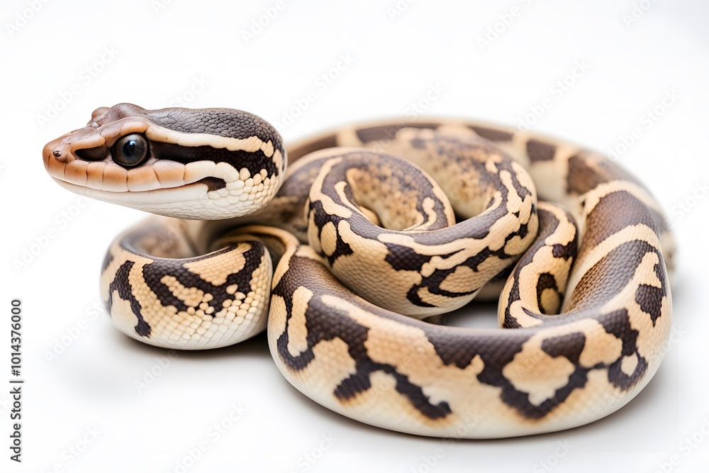 Banana ball python on white background, Ai Generated Banana ball python on white background, Ai Generated