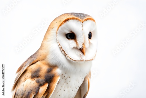 Barn owl on white background, Ai Generated